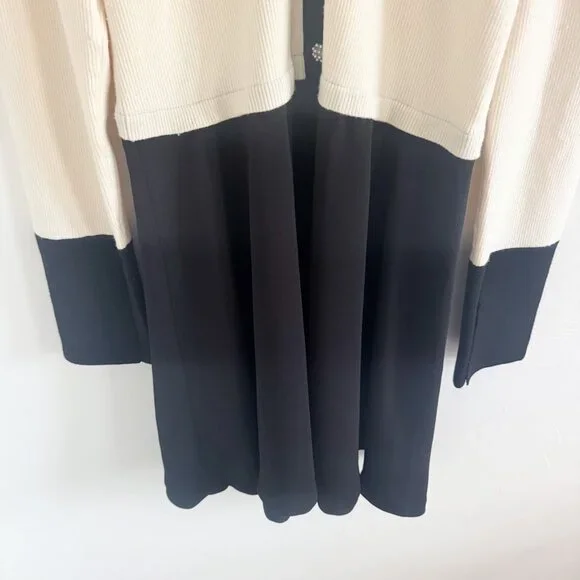 NWT Alice + Olivia White Black Trevor Mixed Media Mini Dress XL - Picture 4 of 7